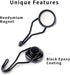 E BAVITE Swivel Swing Black Magnetic Hooks, 60lbs Heavy Duty Neodymium Hooks, Pack of 8
