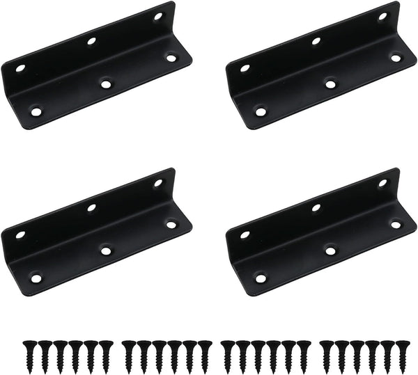 TAODAN 4PCS Stainless Steel Black Long Strip Corner Code 100x27x27mm Metal L Shape