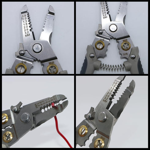 Manual Wire Stripper - 8 Inch Cutout (8 AWG - 22 AWG) Multifunctional Wire Crimping Plier and Cutter Tool