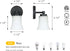 XiNBEi Lighting Wall Sconce, 1 Light Black Glass Vanity Light for Bathroom & Hallway, Model XB-W1235-1-MB