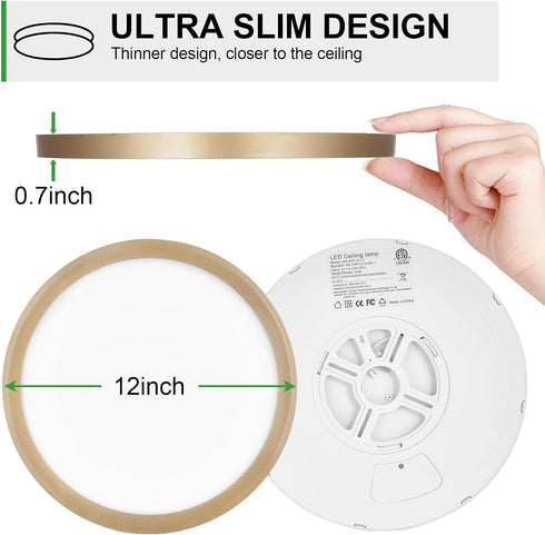 12 inch 1Pack Dimmable 5CCT (2700-6500K) 24W LED Flush Mount Ceiling Light: Super Slim & Kitchen Lighting Fixtures
