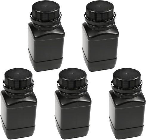 Othmro 250ml Plastic Lab Chemical Reagent Bottles, 5pcs Square Wide Mouth Storage Container with Anti-Theft Cap