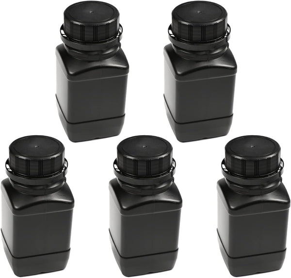 Othmro 250ml Plastic Lab Chemical Reagent Bottles, 5pcs Square Wide Mouth Storage Container with Anti-Theft Cap