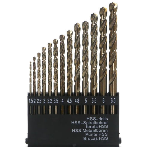 M35 Cobalt Drill Bit Set, 13-Piece Assortment for Hard Metals, Stainless Steel, and Cast Iron, Exceptional Heat