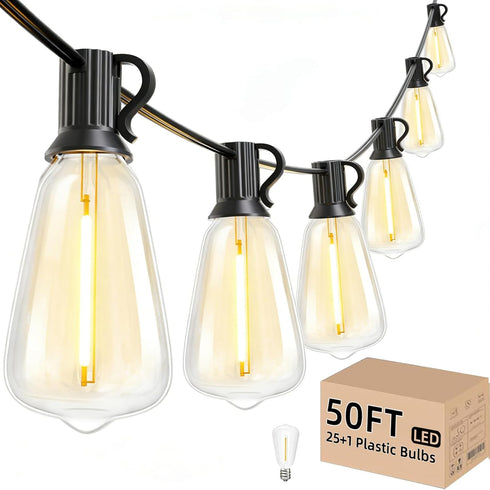 Svater Outdoor String Lights, 50 FT Patio String Lights with 25+1 ST38