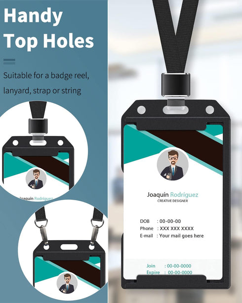 Pawfly 5 Pack Vertical Double-Sided Badge Holder - 3-Card Plastic Case with Grippers for IDs, Credit Cards, Licenses