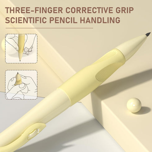 Four Candies 4PCS Cute Mechanical Pencil Set, 2.0MM Ergonomic Mechanical Pencil with 44PCS HB Pencil Leads, 2PCS Sharpeners/Erasers, Aesthetic School Supplies for Kids Writing Drawing by Four Candies