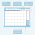Phyxin Undated Monthly Planner - 54 Sheets Blank Calendar with Memo, 11.2"x8.3" Monthly Calendar Planner, Blue