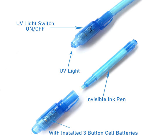 SCStyle Invisible Ink Pen, 7 Pcs, Spy Marker for Secret Messages, Gift for Kids, Invisible Ink with UV Light