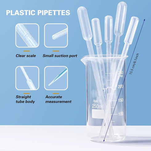 4PCS Plastic Graduated Cylinders Set 10ml 25ml 50ml 100ml, 5PCS Beakers Set 50ml 100ml 250ml 500ml 1000ml