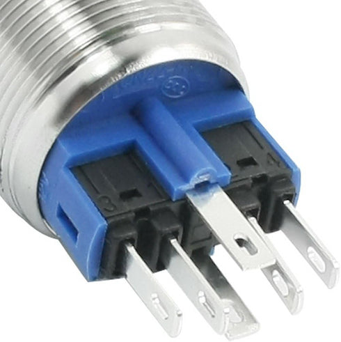 WerFamily 22mm Momentary Push Button Switch 1NO 1NC SPDT ON/OFF Waterproof Stainless Steel with Green LED