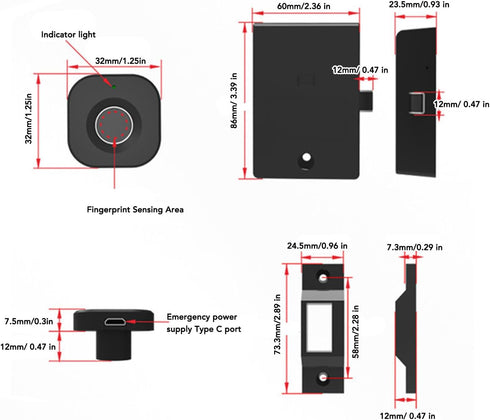 Qcwwy Biometric Fingerprint Drawer Lock Smart Keyless Hidden File Wardrobe Lock with Semiconductor Technology, ABS