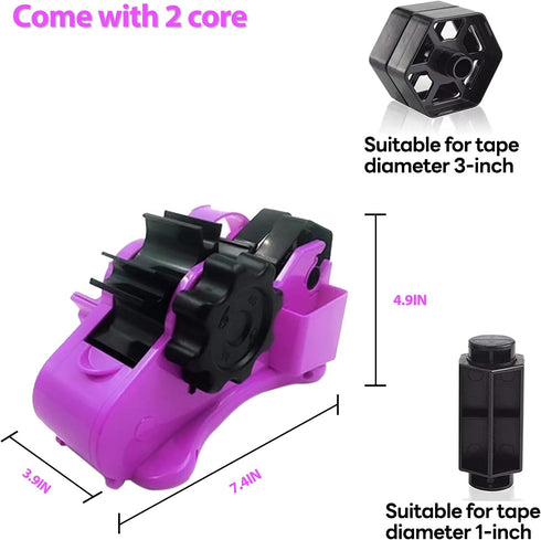 MECOLOUR Multi-Roll Heat Tape Dispenser, 6 pcs Sublimation 1" + 3" Core Double Reel, Semi-Automatic - PURPLE