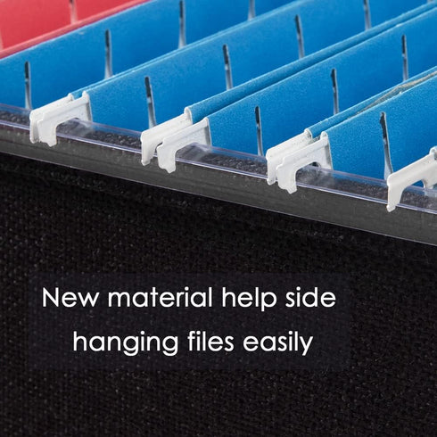 PRANDOM File Organizer Box - Set of 2 Collapsible Decorative Linen Storage with Lids for Office Cabinet (Black)