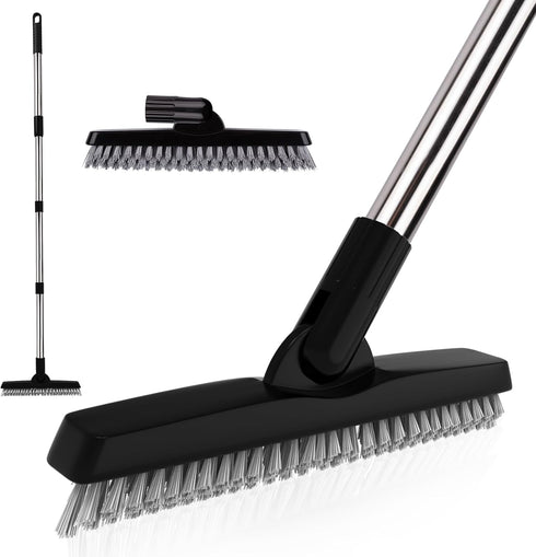 Areas-56 inch BITOPE Grout Brush Cleaner with Adjustable Long Handle Swivel V-Shaped Stiff Bristles Scrubber