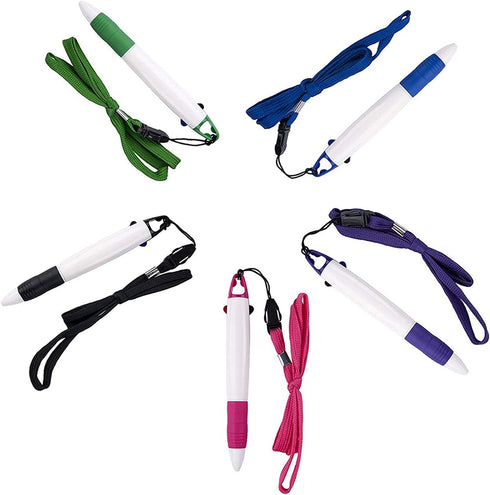smttw 5-Pack Retractable Neck Pens with Lanyard, Dual Color Ink Ballpoint Pens for Nurses and Students
