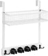 4 4 Lorbro Over the Door Broom Holder with Cleaning Supply Organizer, Wooden Mop and Broom Holder Wall Mount, Grips