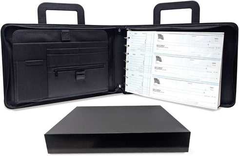 MSP 7 Ring Business Check Portfolio Binder with Handle, Zipper Closure for Business or Personal Checks (3-to-A Pages)