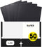 SUNEE Folders with Pockets, 50 Pack, 3 Hole Punched, Black, 2 Pocket Folders for School Office Home