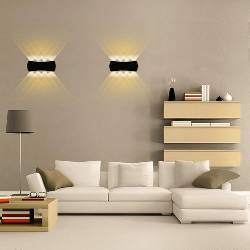Kawell 8W Modern Wall Sconces LED Wall Light, Waterproof IP65 for Indoor Outdoor Use, Black 3000K