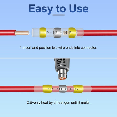 120Pcs Solder Seal Wire Connectors, Heat Shrink Butt Connectors Kit for Electrical Wiring