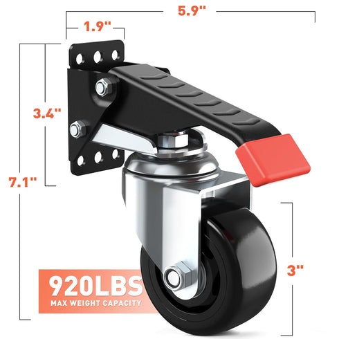 SPACEKEEPER Workbench Casters Kit, 920 Lbs Retractable Heavy Duty Wheels for Workbenches, 4 Pack