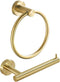 WINCASE Gold Toilet Paper Holder Towel Ring, Brushed Gold Bathroom Hardware Set, Rustic Farmhouse 2 Pieces