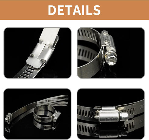 Hose Clamp Assortment, 45 Pack Stainless Steel Worm Gear Clamps Kit for Fuel Line Pipe (1/4 in to 1-1/8 in)