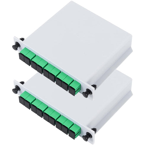 2-Pack SCAPC PLC Fiber Optic Splitter 1x8 Cassette Card Inserting, Optic Fiber