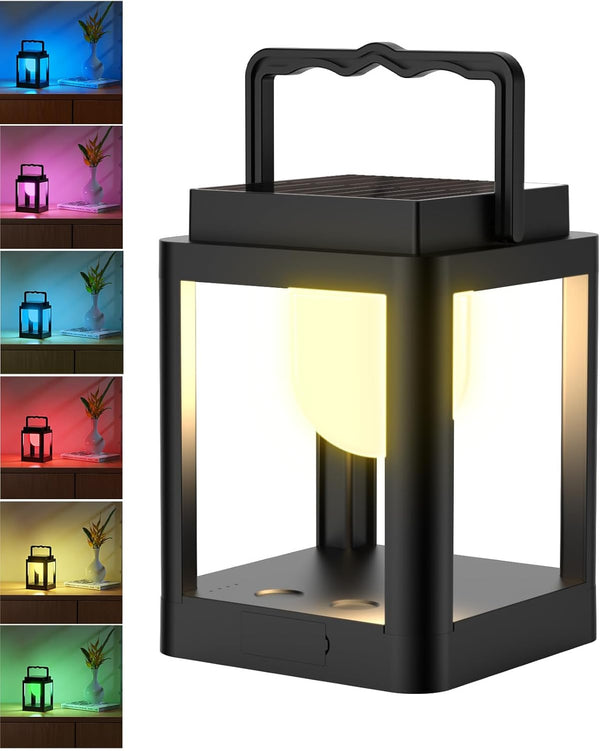 Outdoor Solar Table Lamp,Collasis 10 RGB Color Changing Lights,Portable Rechargeable Solar Lantern
