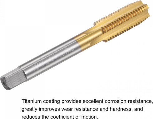 uxcell M12 x 1.5 Metric Left Hand Taps - Titanium Coated M35 Cobalt High Speed Steel Tapping Tool