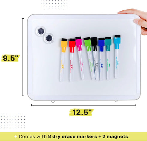 Mr. Pen- Dry Erase Board, 12.5" x 9.5" with 8 Dry Erase Markers and 2 Board Magnets, Small Whiteboard, Mini White Board, White Board Dry Erase, Small Magnetic Board, Magnetic White Board by Mr. Pen