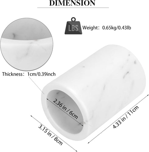 WORHE Natural Marble Pencil Pen Holder, Handcrafted White Marble Desk Organizer for Office Supplies, Makeup Brush Holder