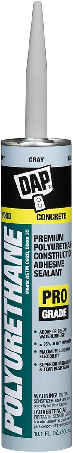 Dap 18814 Adhesive Sealant, Gray Polyurethane, 10.1 oz