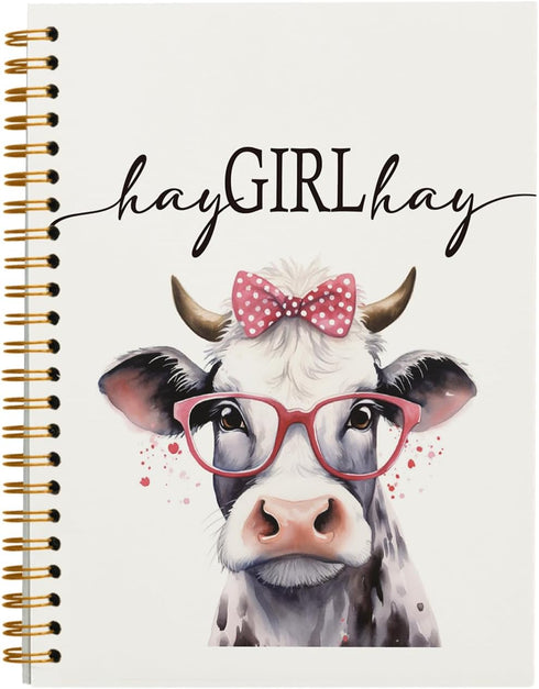 Preppy Cow Notebook Journal - Cow Gifts for Cow Lovers, College Ruled Hardcover Spiral Notebook 5.5 x 8.3