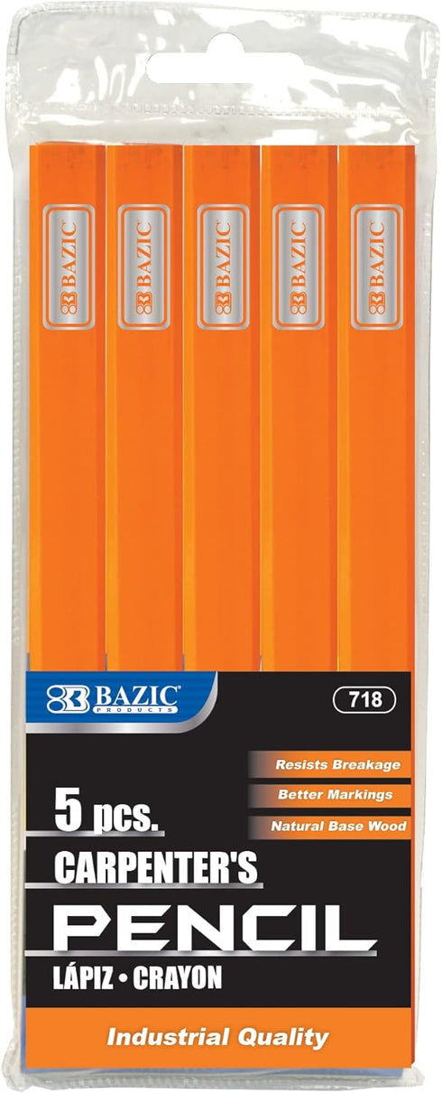 BAZIC Carpenter's Pencil, 5-Count