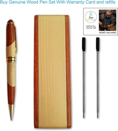 Luxury Wooden Ballpoint Pen Gift Set with Business Case Display, Nice Writing Pen with Gel Ink Refills