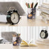 WAVEYU Marble Pen Holder for Desk - Large PU Leather Multi-Functional Organizer Cup for Office, Classroom, Home