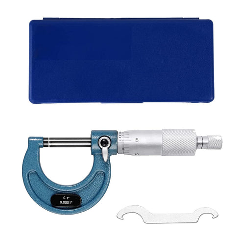 Outside Micrometer Set: 0-1" Machinist Micrometer with 0.0001" Graduation and Case