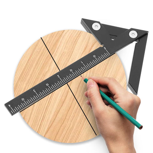Aluminum Imperial Circle Center Positioning Ruler, 45/90 Degree Positioning, Multi-Function Arrow Ruler, High-Precision