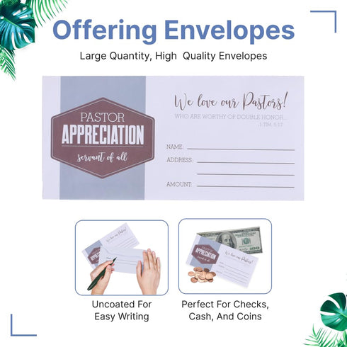 Church Offering Envelopes - Cash Envelopes for Tithes and Offering - Pack of 100 for Pastor Appreciation