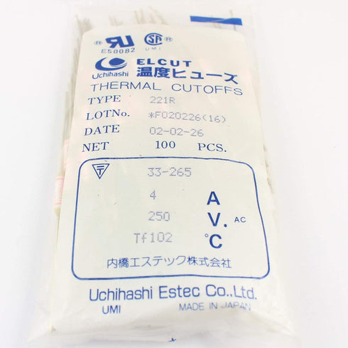 5pcs ELCUT Microtemp Thermal Fuse 102C TF Cutoff 4A 250V 221R