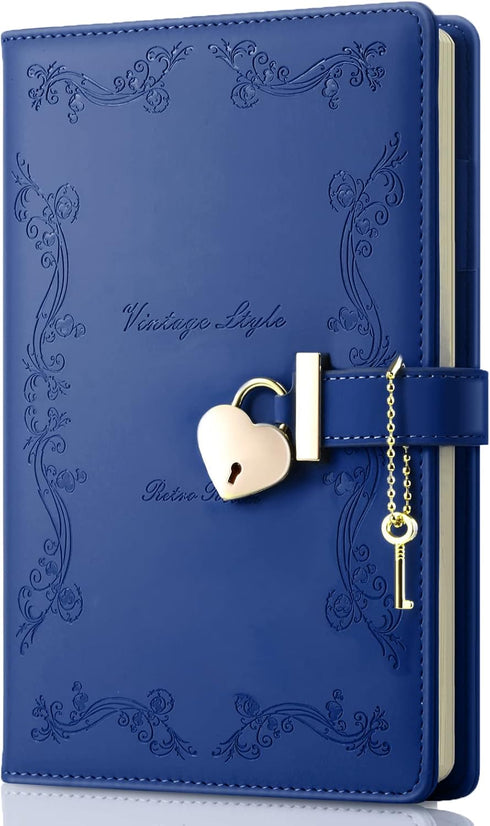 Girls Diary with Lock and Key, Cute Heart Shaped Lock Journal for