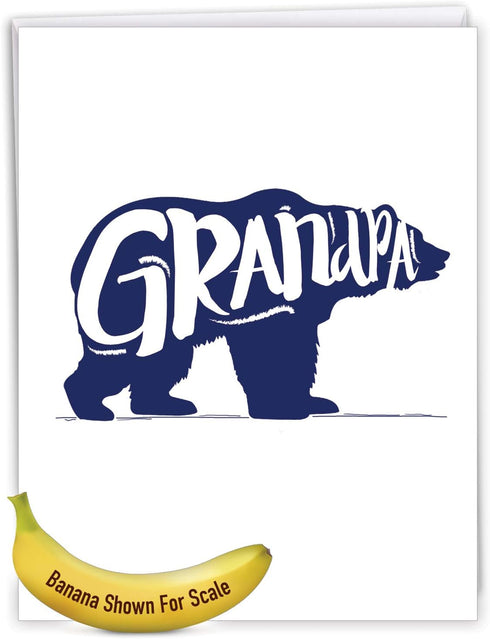 NobleWorks Big Happy Fathers Day Greeting Card, 8.5 x 11 Inch, Large Notecard for Dads, Grandpa Bear J3460FGG