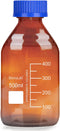 stonylab 500 ml Amber Borosilicate Glass Storage Bottles with GL45 Screw Cap, 1 Pack for Lab Reagent Media