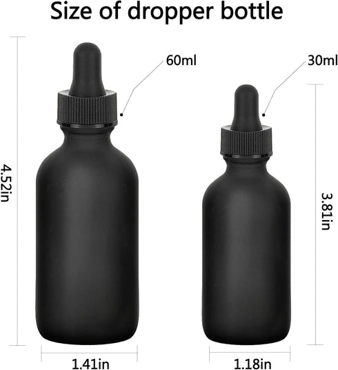 48 Pack 1oz Frosted Black Glass Dropper Bottles, Eye Dropper Bottles for Essential Oils, Perfumes