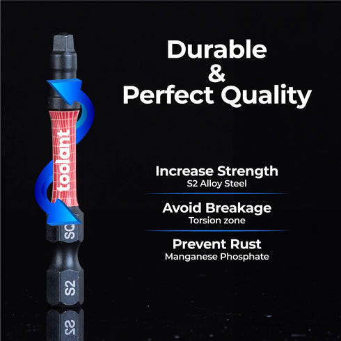 toolant Square Bit Set, Impact S2 Steel Square Drill Bit with Magnetic Tips, 10pcs Robertson Driver Bits
