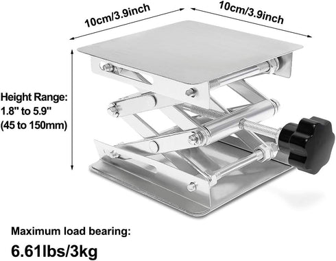 Wisamic Lab Jack Scissor Stand Platform, 4x4 inches Stainless Steel Lift Stand for Laboratory Support