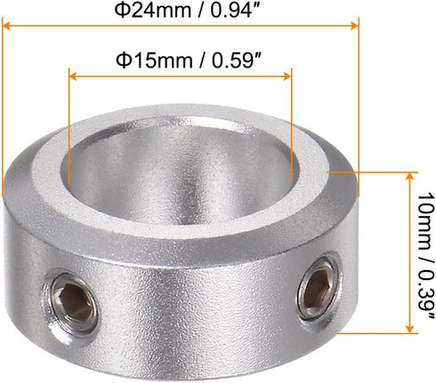 HARFINGTON 4pcs Shaft Collar - 15mm Bore Aluminum Alloy Set Screw Shaft Collars for Wheel Barrow Axle & CNC Machine