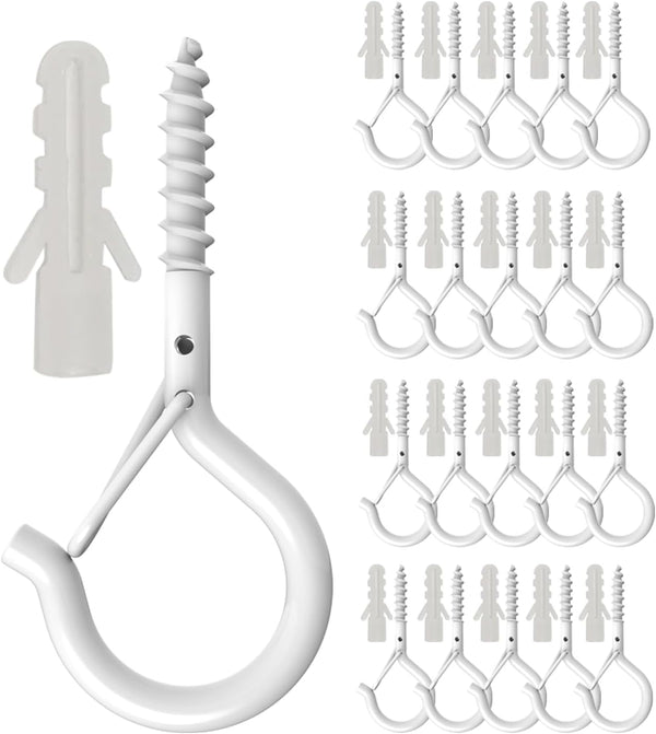 HEDGBOBO 20 Pack Q Hanger Hooks with Safety Buckle, Rustproof Screw Hooks for